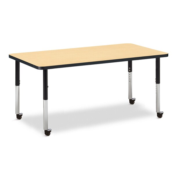 Berries Rectangle Activity Table, 30 in. x 60 in., Mobile, Maple/Black/Black